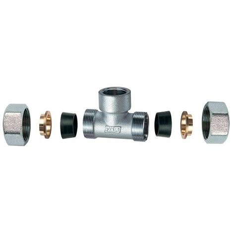 RACCORDO CROMATO A "T" CON 2 MONOCONI IN GOMMA PER RAME 3/4" x 22