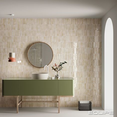 Carrelage mural faïence effet zellige COCO 15x5 cm Beige - Brillant / Poli - boîte de 0.50 m2