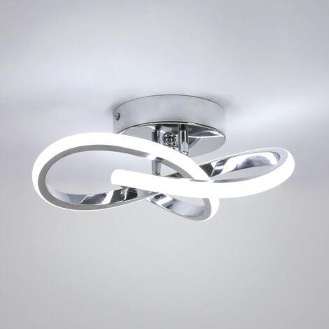 Plafonnier LED moderne, plafonnier LED chromé pour couloir, cuisine, chambre, salle à manger, balcon, variateur tricolore, diamètre 24,5 cm [Classe d'efficacité énergétique E] (1/5)