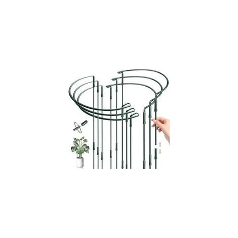 Tuteur Pivoine, Demi Cercle, 6PCS 25 60CM, Rond, Supports de Plantes Réglables, Anneau Support Jardin pour Pivoines Hortensias Roses Légumes Tomates - (1/5)