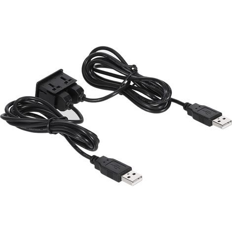 Adaptateur de câble d'extension double pour tableau de bord de voiture, 150CM, montage encastré, panneau à deux ports USB, remplacement pour Volkswagen Toyota (1/5)
