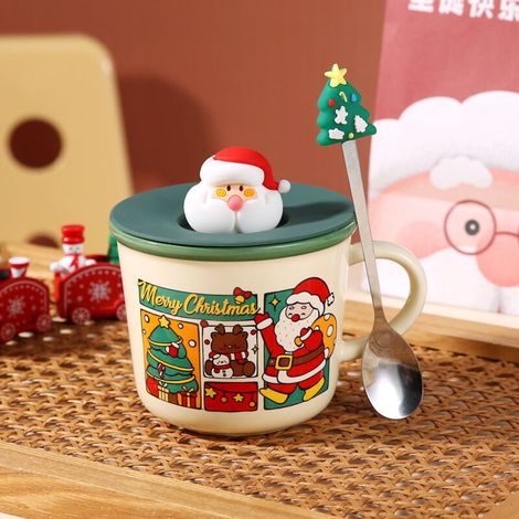 Christmas Santa Mug, Ceramic Christmas Coffee Mug, Christmas Mug Set, Autumn Coffee Mug, Coffee Mug, Large Ceramic Tea Mug for Coffee, Hot Chocolate (Green) (1/4)