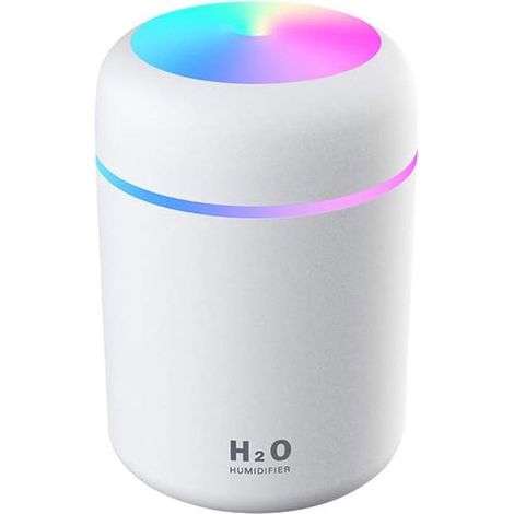 Umidificatore KZQ piccolo mini diffusore da tavolo USB con luce notturna colorata，funzionamento silenzioso，spegnimento automatico，colore bianco (1/5)