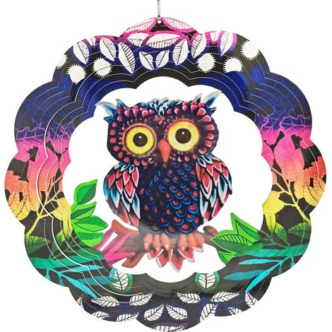 Wind Spinner 12 pouces 360 degrés suspendu en acier inoxydable intérieur extérieur décoration de jardin (hibou) (1/5)