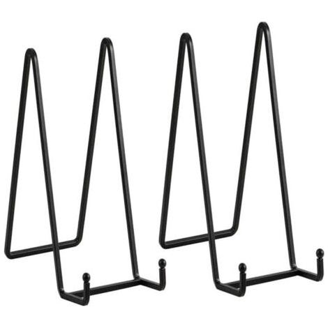 CCYKXAA (14×8.5×20cm) Noir Metal Support Assiette Decorative - Support Cadre Photo de Table - Présentoir de Fer pour Plaque L (1/4)