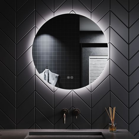 LED Badspiegel rund mit beleuchtung Touch Badezimmerspiegel Beschlagfrei IP44 -Type 1-φ60cm,3 Lichtmodi,dimmbar (1/5)