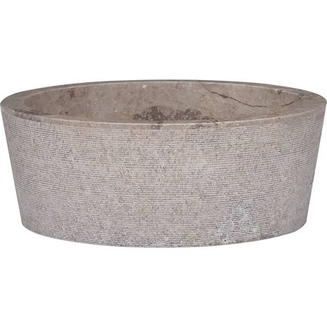 Vasque à trou Lavabo Lave-Mains Gris Ø40x15 cm Marbre (1/5)