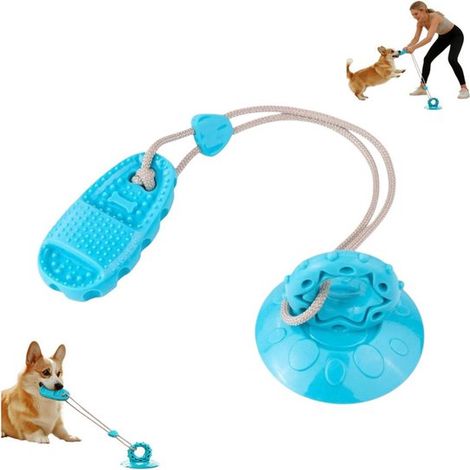 1 pièce - Jouet à mâcher pour chiens - Jouet de dentition pour animaux - Accessoire de dentition pour chiots - Ventouse puissante - Prêt à jouer - Jouet pour chien - Pantoufle interactive bleue (1/5)