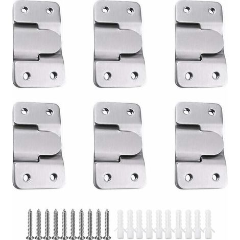 ZVD-6 pares [paquete de 12] Soporte de montaje oculto con hebilla de enclavamiento integrada, herraje de pared de acero inoxidable para colgar cuadros, espejos, marcos, salpicaderos y muebles. (1/4)