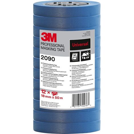 3M Nastro di Mascheratura 2090, Multiuso, Blu- 12 Rotoli, 18 mm x 50 m - Nastro Adesivo Multiuso Scotch per Lavori di Pittura e Decorazione (1/2)