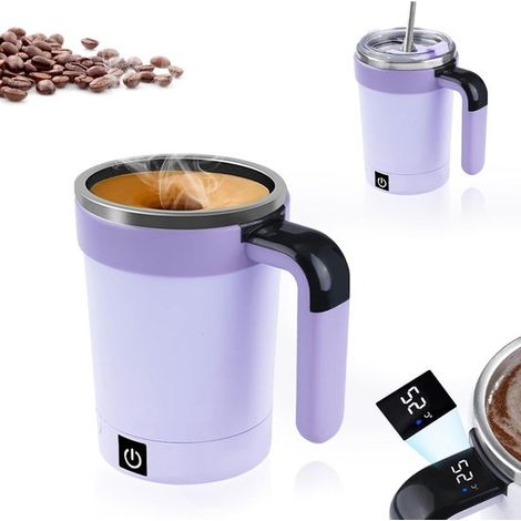 Selbstumrührender Becher 380 ml – Magnetisch, wasserdicht, LCD-Temperaturanzeige, USB (1/5)