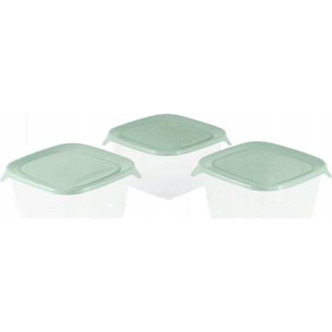 Fresh&Go Vorratsdosen-Set, 3 x 1,2 l, quadratisch, grün