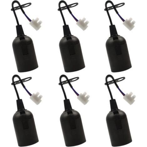 Stück E27 Lampenfassung E27 Glühbirnenhalter Renovierungsfassung Schwarz Baufassung mit Kabel Baustellenfassung 4A 250V Lampensockel Pendelleuchtenfassung (max. 60W)-Crezuo