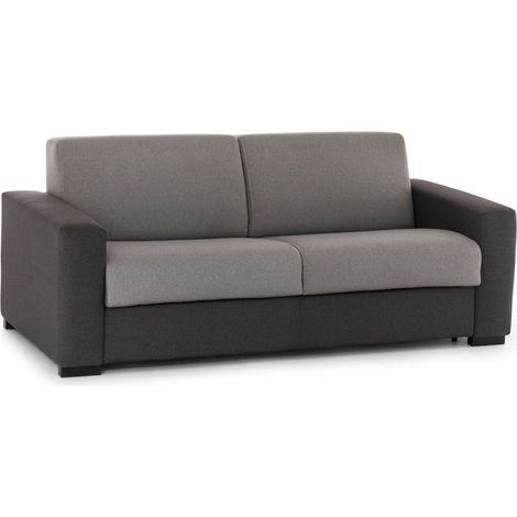 Talamo Italia Festes Sofa Giuseppina, 2-Sitzer-Sofa, 100% Made in Italy, Wohnzimmersofa aus gepolstertem Stoff, mit Standard-Armlehnen, Cm 180x95h90, Grau und Anthrazit