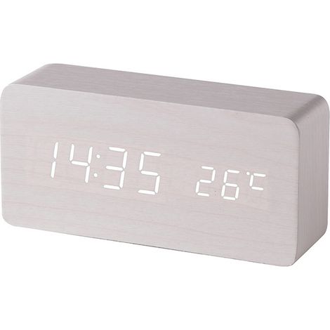 Réveil numérique en bois avec 3 réglages d'alarme et 3 niveaux de luminosité, affichage électronique de l'heure par LED, style 3 (1/5)