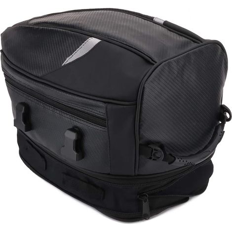 Sacoche de selle moto, sacoche arrière, sacoches latérales étanches, sac de rangement multifonctionnel en cuir PU pour casque de moto (1/2)