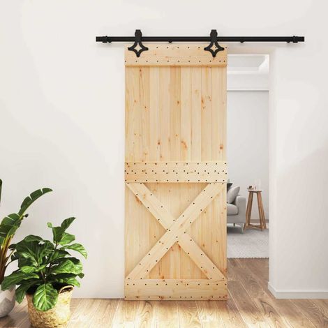 Porta scorrevole Naturale e Nero 85 x 210 cm vidaXL (1/5)