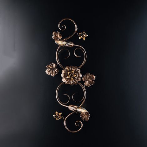 Rosetón de techo de hierro dorado marrón dos luces 73x2x h17 cm