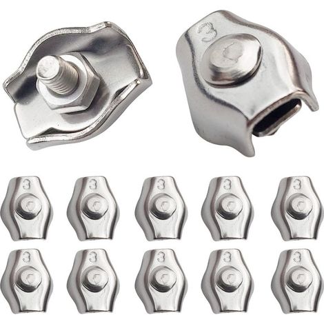 20 Pieces Wire Rope Clamp Steel Cable Clamp M3 Wire Rope Clips for Steel Cable 1.5mm-3mm Stainless Steel Cable Clamp for Construction Sites and Ships (1/5)