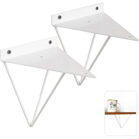Vintage Triangle Bracket 2 Pack Gold/White/Black Shelf Bracket Metal Wall Mounted Decorative Wrought Iron Shelf Bracket for Bathroom Kitchen Hotel Bar White Mounting Plate Thick 1.2mm (1/5)