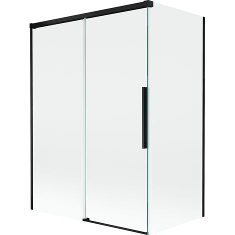 Mexen Rox Badewannenabtrennung 2-flügelig verschiebbar 120 + 70 x 150 cm, transparent, schwarz - 8C9-120-070-70-00