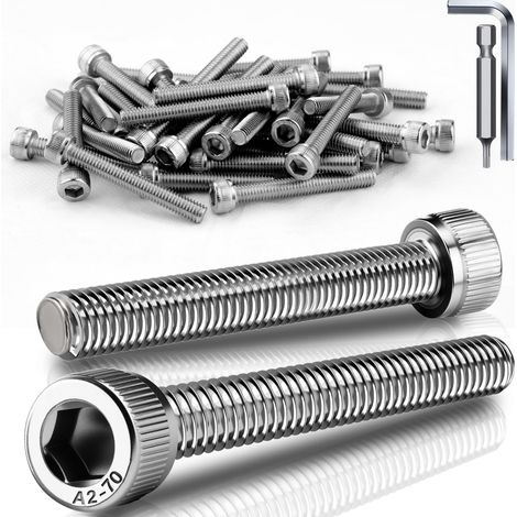 6 Pièces Vis Inox M8x60 mm Vis Tête Cylindrique DIN912 / ISO 4762 Boulon Inox Six Pans Creux Vis Allen pour Réparation Mécanique de Meubles (1/5)