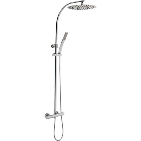 Colonne de Douche Complète Chromée Thermostatique Hauteur 106-130 cm Pomme Ovale 25x32 cm