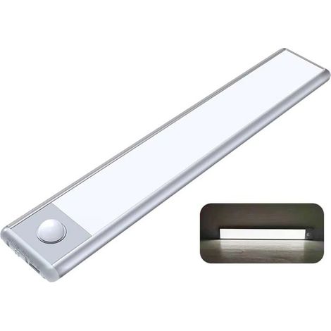 Éclairage LED sans fil sous meuble, éclairage sous meuble à détecteur de mouvement, barre lumineuse magnétique pour meuble avec fonction de chargement USB, 20 cm (blanc) (1/5)