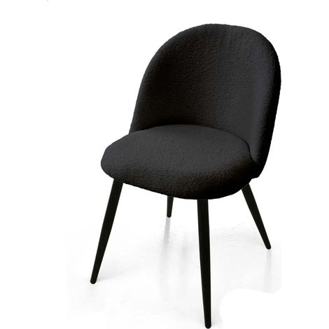 Set aus 4 schwarzen Teddy-Stühlen, 48x50x79