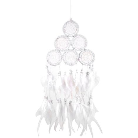 Attrape-rêves moderne en dentelle blanche, pendentif en plumes, décoration de mariage (1/5)