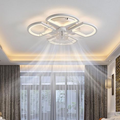 50cm White Ceiling Fan Light 65W 220V Stepless Dimmable Variable Frequency DC Remote 6 Speeds 3 Colors Timer Tmall Genie Box Magnetic For Living Room Kitchen (1/5)