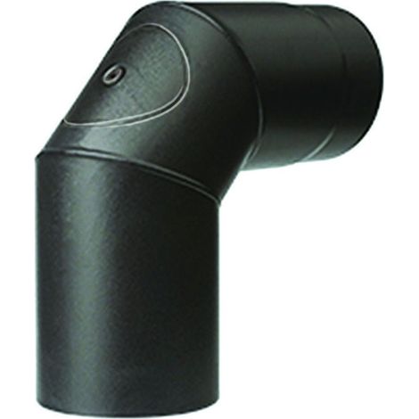 GOMITO 90° PORC. C/ISPEZIONE STUFE A LEGNA NERO OPACO "ALA SMALTO TOP" - ø mm.150