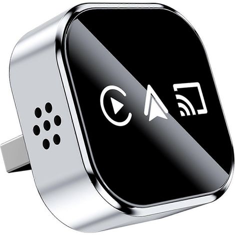 Boîtier Mirror Link sans fil universel pour système d'infodivertissement automobile. Intégration transparente. Solution de connectivité intelligente pour véhicule. Compatible Android Silver. (1/5)