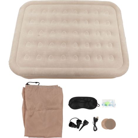 Matelas pneumatique double anti-humidité 197x150x40cm avec pompe intégrée, lit gonflable pour camping extérieur et tente, coussin d'air imperméable (1/5)