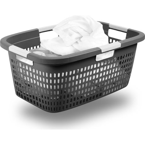 Panier à linge Novaliv avec 4 poignées 40L anthracite, ensemble de boîtes à linge seau à linge conteneur à linge pour salle de bain linge linge sale
