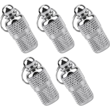 5 Pcs Tube d'étiquette d'Identification Porte-Adresse Anti-Perdue Pendentif Identification étanche Collier Barrel Tube ID pour Chien Chat Animaux de Compagnie Argent en Acier Inoxydable-Fei Yu (1/5)