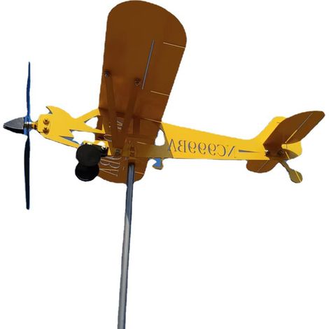 Outdoor-Flugzeug-Windmühle, Metall-Flugzeug-Gartendekoration, fliegende Autoschaukel-Bastelarbeiten, 30 x 32 cm