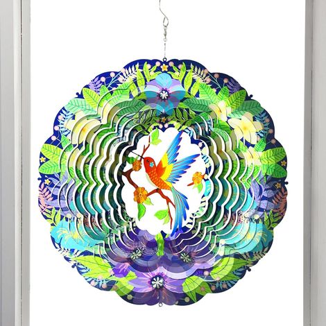 Spinners à Vent Colibri extérieur, Spinner à Vent cinétique en métal Décor de Noël à cinétique 3D - Sculptures à, décorations toupies pour Balcon, Jardin (1/5)