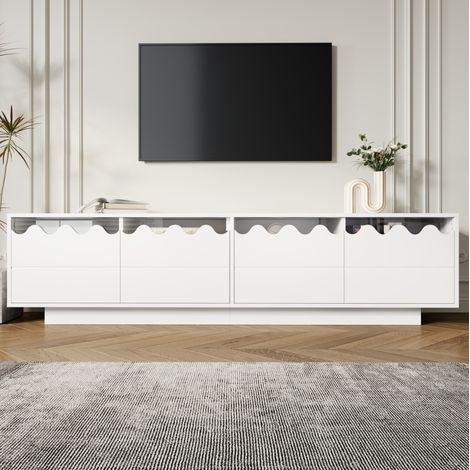 Mobile TV bianco 170 x 40 x 45 cm con 4 ante e design ondulato DESVIAE (1/5)