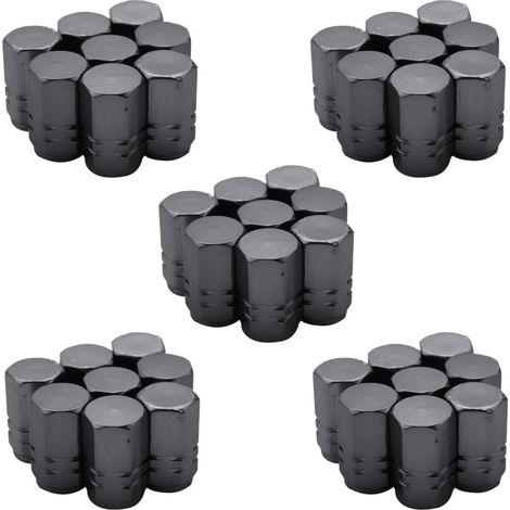 40 tapas de válvula de neumático a prueba de polvo para coche, color gris titanio, forma hexagonal.