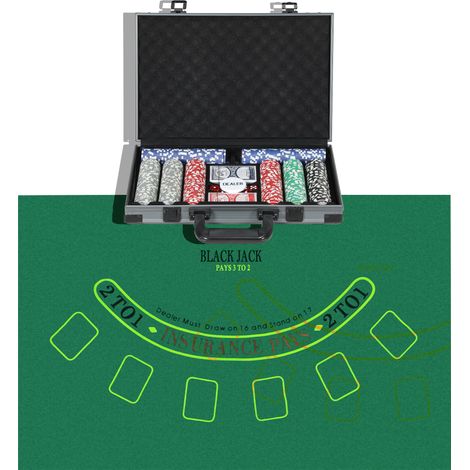 Jeu de poker 400 jetons 2 jeux de cartes 5 dés disque donneur pad