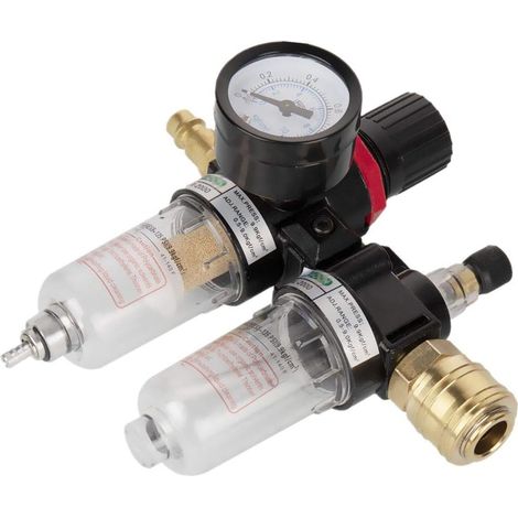 Druckregler, Druckluft-Wasserabscheider, Druckluft mit Manometer, Wartungseinheit, 1/4-Zoll-Kompressor-Druckregler, pneumatische Komponenten, Regler, Filter, Gasprozessor (1/5)