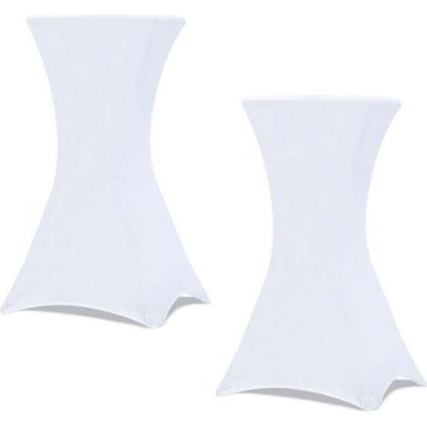Lot de 2 housses blanches pour table haute pliante 105 CM (1/4)