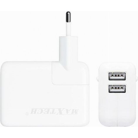 TRADE SHOP - Caricatore Presa Spina 2 Usb Ultra Ricarica Smartphone 5v-2100ma Maxtech Ca-s012 - (1/2)