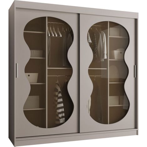 Armoire Hartford 532, Cachemire, 200x200x62cm, Portes d'armoire: Coulissantes, Nombre d'étagères: 9
