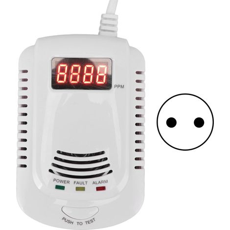 Détecteur de Gaz Naturel et Monoxyde de Carbone avec Alarme Vocale et Affichage LED - Prise UE 90V-220V (1/5)