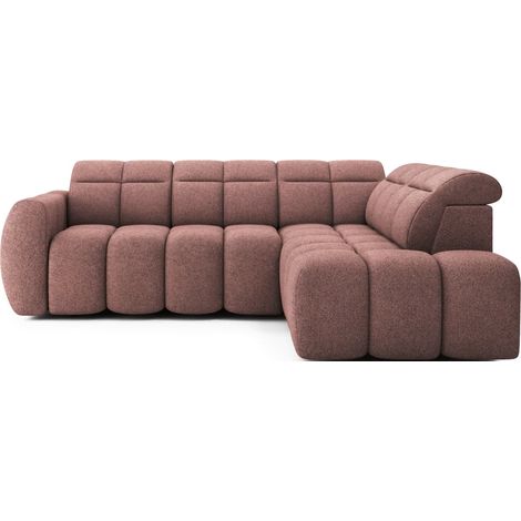 Canapé d’angle convertible 4 places BOBOON en tissu avec coffre de rangement – 258cm angle droit-Terracotta-angle droit (1/5)