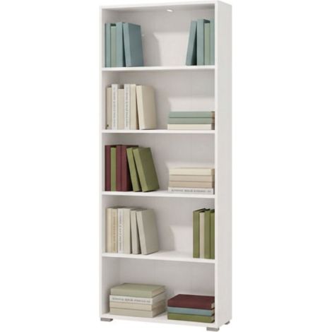 Regal Urgnano, 4-Böden Bibliothek, Bodeninstallation, Mattstruktur, 70x24,5x176,5h cm, Mattweiß