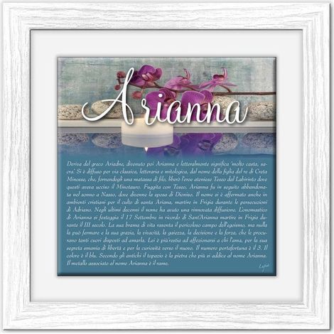 Lupia - Quadro mattonella Ceramica Modern White 29x29 cm con significato del nome Arianna (1/4)