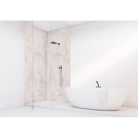 Roth – Panneau décoratif mural en aluminium composite – Marbre rosé finition velours 100 x 255 cm – Résistant à l'eau et aux températures de -50 °C à +80 °C (1/5)